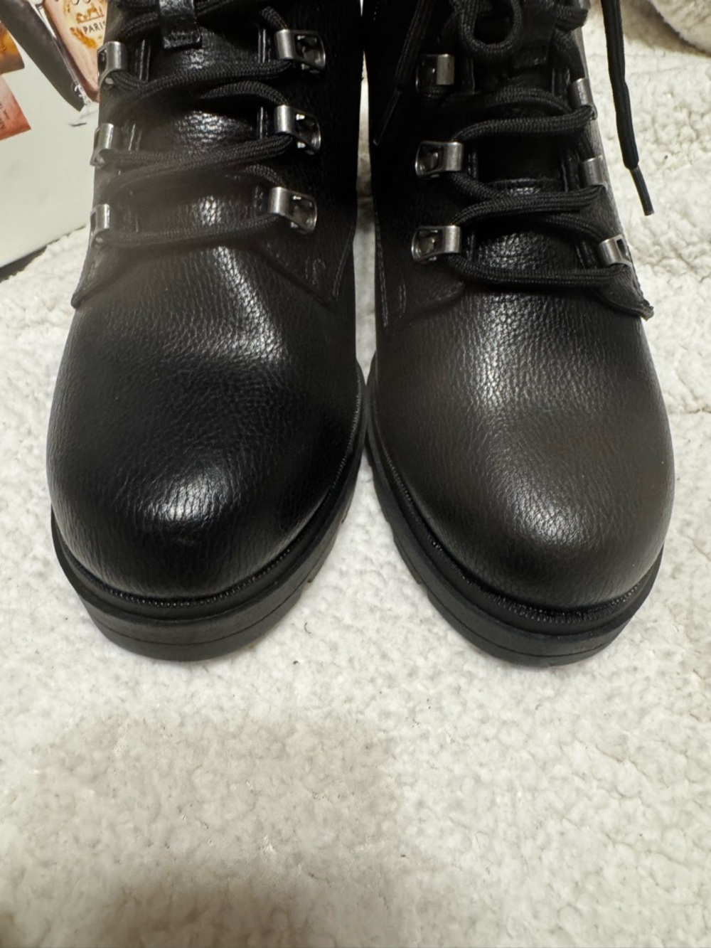 No Boundaries Black Lace-Up Combat Boots with Lug Sole‎ - Picture 6 of 9